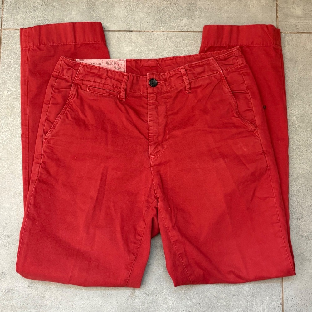 Billy Reid Chino Pants Mens 32 Red Good Made in USA‎ Cotton Twill Trousers